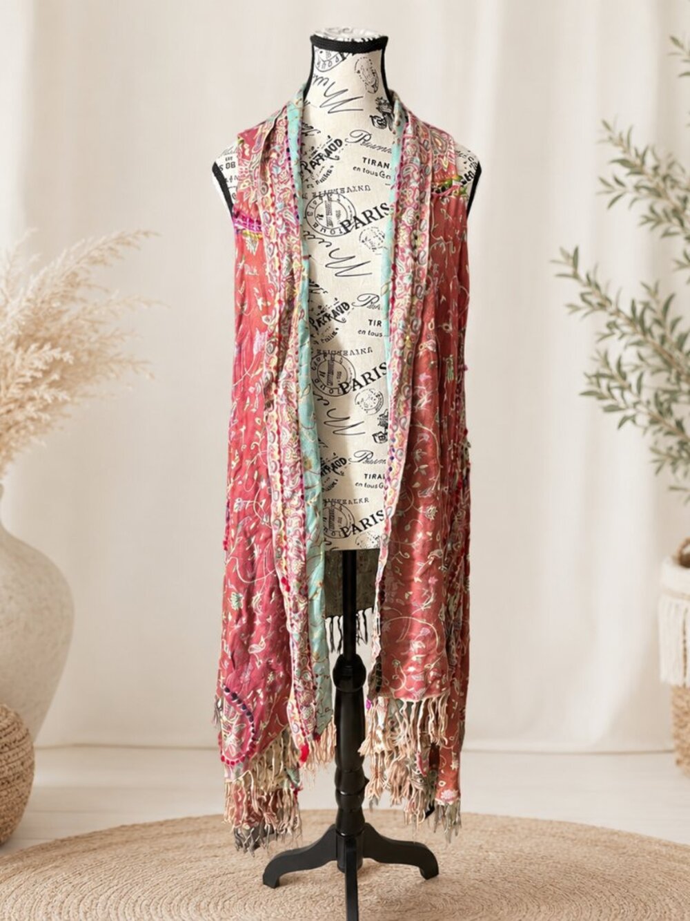 Boho Reversible Sleeveless Kimono Vest - Picture 4 of 7